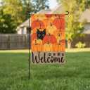 Fall Pumpkin Welcome Garden Flag 12x18 Inch Black Cat Double Sided Autumn Decor Thanksgiving Holiday Yard Flags Outdoor Decorations