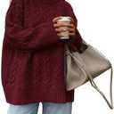 Okiwam Women's Oversized Sweaters Crewneck Cable Knit Pullover Casual Loose Fall Outfits Fashion Clothes 2025 - Large