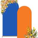 Arch Backdrop Cover Set of 2 (6FT/7.2FT) Double Color Graduation Birthday Party Arch Cover Decorations Spandex Fitted Chiara Arch Backdrop Covers for Wedding Baby Shower Bridal Shower (Orange + Blue)