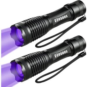 COSOOS 2 Pack UV Flashlight Blacklight, 2 in 1 LED Tactical Flashlight & 395nm Black Light Pet Urine Detector for Dog/Cat Urine, Dry Stains, Bed Bugs, Scorpions