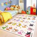 Bolacrom Kids Rugs for Playroom Educational Rug for Learn The ABC Alphabet, Soft Machine Washable Non-Slip Cute Carpet for Classroom Toddler Nursery Kids Room Decor Mat