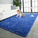 TWINNIS Super Soft Shaggy Rugs Fluffy Carpets 9x12 Feet, Indoor Modern Plush Area Rugs for Living Room Bedroom Kids Room Nursery Home Decor, Upgrade Anti-Skid Fuzzy Rug, Indigo