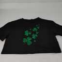 Women’s St Patricks Day T Shirt – Glitter Shamrock Graphic Tee, Funny Irish Clover Top L