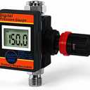 LE LEMATEC Digital Air Pressure Regulator with Locking Valve for Air Slip Prevention, 1/4 NPT Inline Airflow Regulator Up to 160 PSI for Air Compressor, HVLP Spray Paint Gun & Pneumatic Tools (DAR03B)