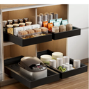 2 Pack Pull Out Cabinet Organizer,21.8" Deep Slide Out Drawer for Cabinets Adhesive Pull Out Drawers Heavy Duty Pull Out Shelves for Kitchen,Cupboard,Pantry,Bathroom-Black