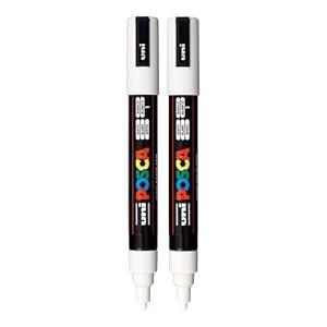 Posca 2 White Acrylic Paint Markers with Reversible Tips 1.8-2.5mm Medium Paint Pens - Perfect for Crafting, Art Projects, & More