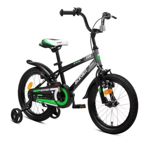 ACEGER Simon Kids Bike for Boys Girls Toddlers, Unisex for Aged 3-13 Years, 12 14 16 18 Inch Children Bicycle with Training Wheels, 20 Inch Bike with Kickstand (Green)