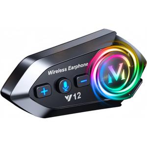 Motorcycle Helmet Wireless Headset Speakers with Hifi Sound,Noise Cancellation,25 Hours Battery Life,Boom Mircrophone,Easy to Install Use with Golves,IPX6 Waterproof,Voice Assistant,Link 2 Devices,FM