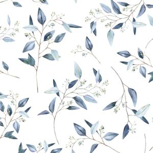 Blue Leaf Contact Paper 17.5In x 393In Boho Leaf Wallpaper Peel and Stick Self Adhesive Farmhouse Vintage Floral Wall Paper for Bedroom Countertop Drawers Decor
