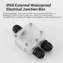 External Electric Junction Box Outdoor Waterproof IP68, 3-Way Plug Line External Electric Power Cord Boxes, M20 Coaxial Cable Connector Wire Range 3~12mm(0.12~0.26")