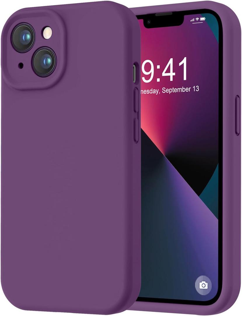 LOVE 3000 Designed for iPhone 13 Case, Premium Silicone with [Camera Protection] [Soft Anti-Scratch Microfiber Lining] Shockproof Protective Phone Case for iPhone 13 Women Men Girls 6.1", Grape