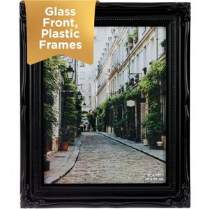 Kiera Grace Georgia Picture Frame, Holds an 8" x 10" Photo, 9.75" x 11.75" Large Plastic Picture Frame for Wall Hanging and Photo Display, Black