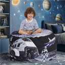 3FT Moon Base Print Bean Bag Chair for Kids Teens,Memory Foam Removable Washable Bean Bag Cover,Stuffed Animal Toy Storage, Space Decor for Bedroom Playroom Dorm Bean Bag Sofa