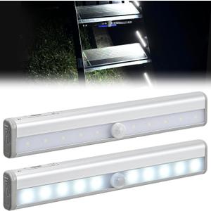 Nilight RV Step Lights 2PCS Motion Sensor Activated LED Bar RV Exterior Lights Battery Operated Wireless Magnetic Stick Strip Lighting for Motorhome Travel Trailers Camper Under Cabinet Step Tent