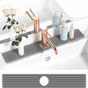 Diatomite Faucet Mat for Kitchen Sink with Raised Pads & Cleaning Brush, Super Absorbent Fast Drying Stone Sink Tray, Splash Guard Protector Mat for Bathroom Counter (Green, 23.6" x 3.9")