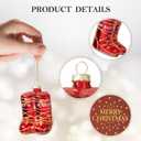 7 x WDS WONDROUS Christmas Decorations for Home  Red & Gold Snow Boots Whimsical Christmas Ornament, Glass Hanging Ornament for Holiday Decor Winter Party Decorations Gifts (Set of 1)