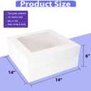 JJO Cake Boxes with Window 14x14x6 Inch 10 Pack,Wedding Cake Boxes,Large Cake Carrier,Disposable Cake Containers for Brownie,Pastries,Cheesecake