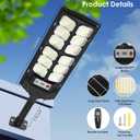 CNOIJUTS 2 Pack Solar Street Lights Outdoor Waterproof 6500K 13000LM LED Solar Flood Lights Dusk to Dawn Parking Lot Light with Motion Sensor and Remote Control for Commercial Area Lighting Yard
