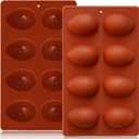 HKNMTT Silicone Egg Molds Easter 2PCS, 2.4" Food Grade 3D Moulds for Vegan Deviled Eggs Peanut Filling 3D Chocolate Candy Jello Pudding Soap Gift, Oven Safe Baking Cake Kit