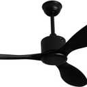 52-inch Ceiling Fan No Lights Remote Control, Low Profile 3 Blades, Energy Efficient Reversible DC Motor, Black