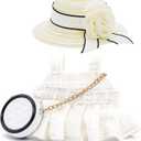 Clothes for 17cm Dolls, Luxury Chic Style Set High-End Fashion Outfit 3 Piece Set Including a Hat,Clothes and Bag with Premium Dolls Accessories for Play & Display (White) - No Logo