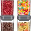 MR.SIGA 4 Pack Airtight Food Storage Container Set, BPA Free Kitchen Pantry Organization Canisters with One-handed Leak Proof Lids, 1L / 33.8oz, Medium, Gray