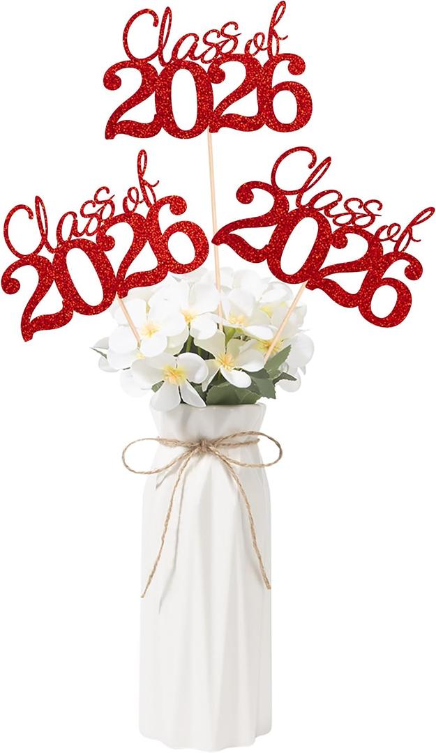 4 x 10 PCS Graduation Class Centerpieces Red Class of 2026 Graduation Centerpieces, 2026 Centerpieces for Tables Cake Toppers