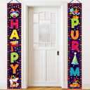 Happy Purim Banner, 71'' x 12'' Purim Decorations Porch Banner, Pre-assembled Happy Door Banner Sign Porch Banner Party Indoor Outdoor Festival Decorations