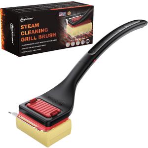 Grill Brush Bristle-Free Steam Cleaning, BBQ Brush Replaceable Heat-Resistant Kevlar Head with Grill Scraper Safe Barbecue Grill Cleaner