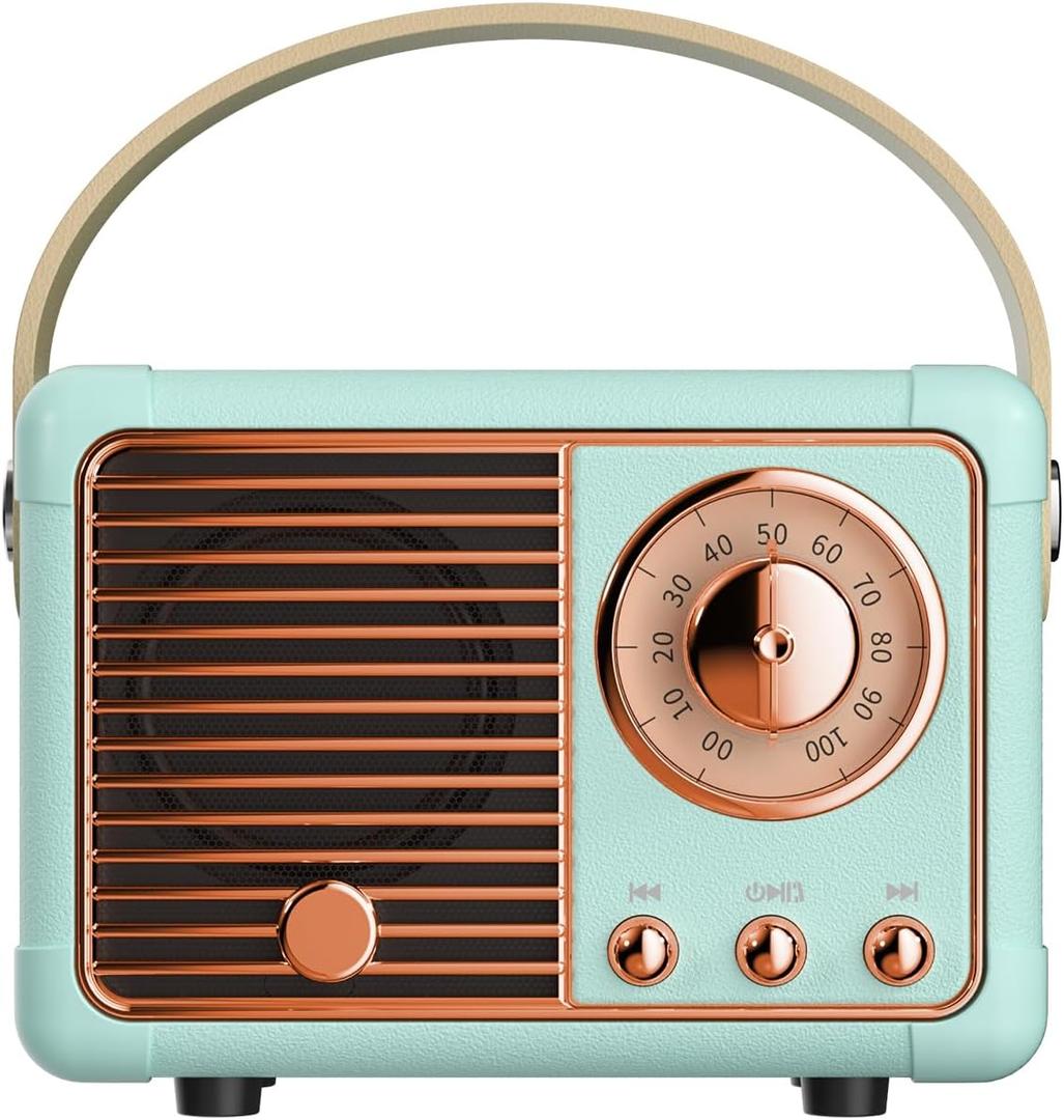 Retro Bluetooth Speaker, Wireless Mini Portable Speakers Support USB/TF Card/AUX, Vintage Decor, Retro Radio Bluetooth Speaker for Kitchen Desk Bedroom Office Outdoor, Gifts for Teens, Blue