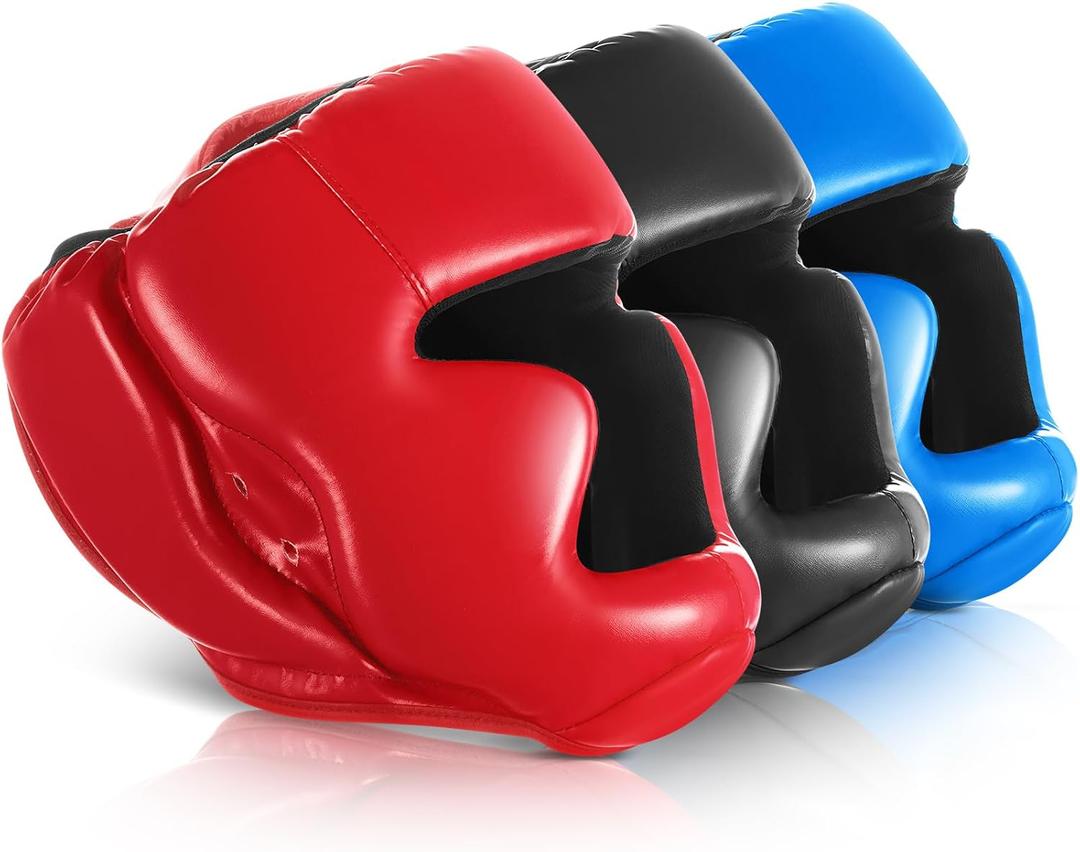 Jenaai 3 Pack Boxing Headgear Adjustable Padded Safety Head Guard MMA Training Sparring Kickboxing Muay Thai Martial Art Karate Taekwondo Helmet Gift for Valentines Adult Men Women (Assorted Color)