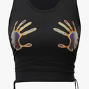 Floerns Women's Graphic Print Sleeveless Drawstring Ruched Crop Tank Top, S