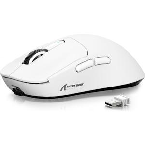 ATTACK SHARK X3 Wireless Gaming Mouse, 49g Ergonomic Computer Mouse, Triple Modes PAW3395 26K DPI Optical Sensor, 200h Battery Life, Programmable Buttons, Gaming Accessories for PC/Laptop/Mac (White)