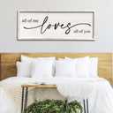 All Of Me Loves All Of You Wall Decor 40''15'' Large Vintage Framed Wooden Plaque Modern Master Bedroom Above Over Bed sign Farmhouse Plaque Art Home Love Quotes Wall Hanging Decor (White)