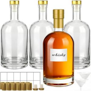 TBWIND 33 oz Clear Glass Bottles with Cork, 4 Pack Clear 1000ml Liquor Bottles, Thick Heavy Base Airtight Wine Bottles for Beverages, Liquor, Whiskey, Oil, Vinegar, Wedding Favors & Crafts
