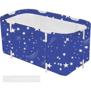 Portable Foldable Bathtub,Soaking Standing Bath Tub for Shower Stall, Easy to Assemble Collapsible Bathtub, Suitable for Travel, Camping and Outdoor Activities (Starry Sky, 45inch)
