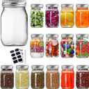 Accguan 16oz Glass Mason Jars with Regular Airtight Lids Ideal for Jam,Honey,Shower/Wedding Favors, Clear,Canning Jars 15 pack