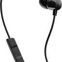 Skullcandy Jib Wired Earbuds with 3.5mm Plug, Noise Isolating Fit, Built-In Microphone Call and Track Control, Convenient for Travel - Black (1 Pack)