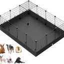 LANGXUN 16pcs Small Animal Playpen with Waterproof Mat, Pet Playpen, Rabbit Guinea Pig Cages, Puppy Kitten Playpen | Indoor & Outdoor Portable Metal Wire Yard Fence 13"x13"