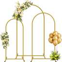 Metal Arch Backdrop Stand, Set of 3 (4/5/6 ft) Wedding Arched Frame with 12 Ground Nails, Stable Arched Background Stand for Wedding, Baby Shower, Birthday Party, Photography, Gold