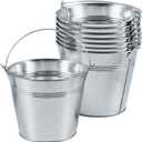 OBTANIM 8 Pack Galvanized Metal Buckets with Handle Ice Pails for Plants, Succulents, Party Favors Organizing, Rustic Home Decor or Classrooms Pencil Storage (7 x 5.1 inch)