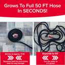 Pocket Hose 50 FT Silver Bullet 2.0 Expandable Garden Hose w/Turbo Shot Nozzle, AS SEEN ON TV, Lead-Free, Solid Aluminum Connectors, Easy On/Off Valve, Kink-Free, Leak-Proof