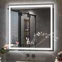 Keonjinn 28" x 36" Lighted Mirrors for Bathroom Wall, Frontlit & Backlit | Bluetooth Speaker, LED Mirror for Bathroom, HD Tempered Glass, Stepless Dimmable 3-Color Lights, Fast & Safe Defog CRI90+