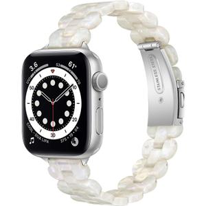 Slim Resin Compatible for Apple watch band 38mm 40mm 41mm 42mm 44mm 45mm,Dressy Fashion Lightweight Strap Replacement with metal buckle for iWatch SE Series7 6 5 4 3 2 1