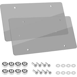 Wanheart Flat License Plate Cover Set 2 Pack Clear  Frameless ABS Protector for Standard 126 US Plates, Scratch UV Resistant Plate Cover with Screws Caps, Front Rear Car Accessories (Clear)