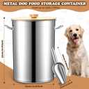 Maxdot 45 Lbs Stainless Steel Food Storage Container for Dog with Airtight Bamboo Lid Spoon & Wooden Claw Handle, Large Metal Pet Food Bin to Keep Fresh Easy Clean & Use for Dog Multiple Pet