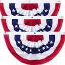 4th of July Flags Decorations Outdoor 3PCS 3x6 FT USA Buntings American Pleated Fan Flags for Patriotic Veteran's Day, Independence Day, Memorial Day