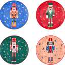 Bico Christmas Soldier Salad Plates Set of 4, 8.75 Inch Ceramic Dessert Plates for Salad, Appetizer, Side Dishes, Microwave and Dishwasher Safe, Gift for Housewarming and Christmas