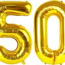 Gold Number 50 Balloon 40 inch, 50 Number Balloons, 50th Gold Birthday Decorations, 50 Year Old Women Men Golden Party Supplies