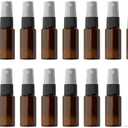 longway 15 PCS Spray Bottles, 0.5oz/15ml Amber Empty Fine Mist Spray Bottle Dispenser with Cap, Small Refillable Liquid Containers with 1pcs Funnel and 18pcs Labels